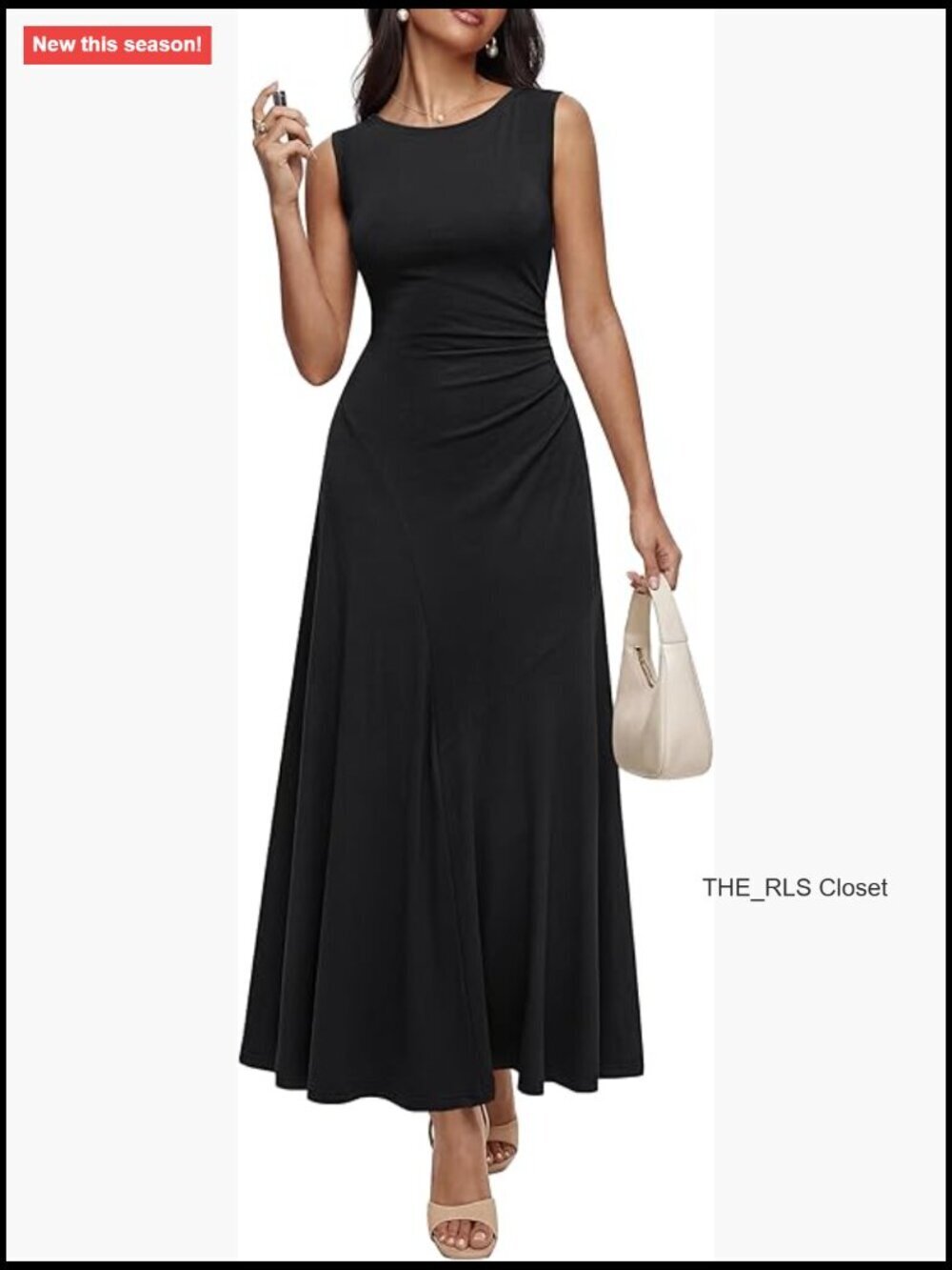 Sleeveless Maxi Dress with Ruched A-Line Fit & Flare Silhouette
